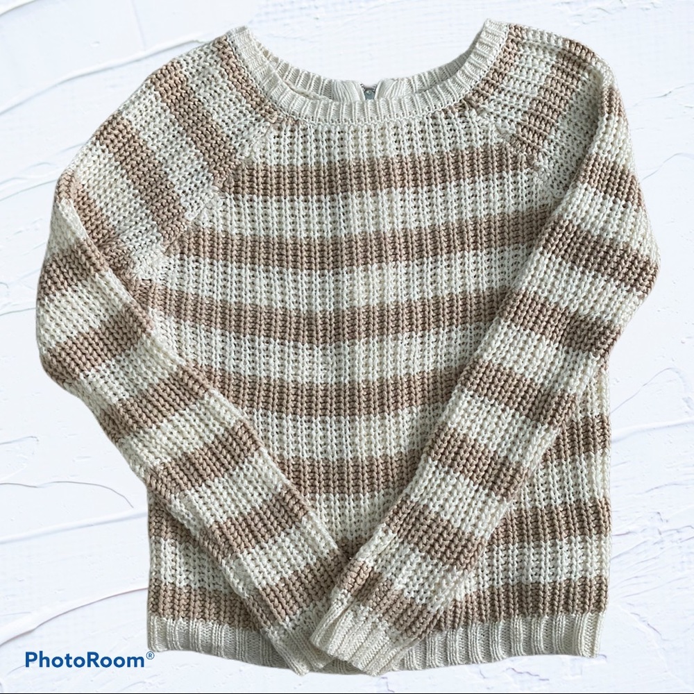 Jessica Simpson Striped Zipper Back Sweater